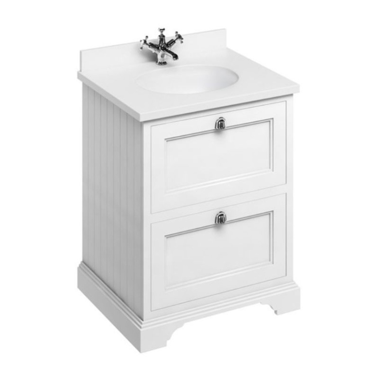 Burlington Vanity Unit with Minerva Worktop, 65cm with Drawers & Basin